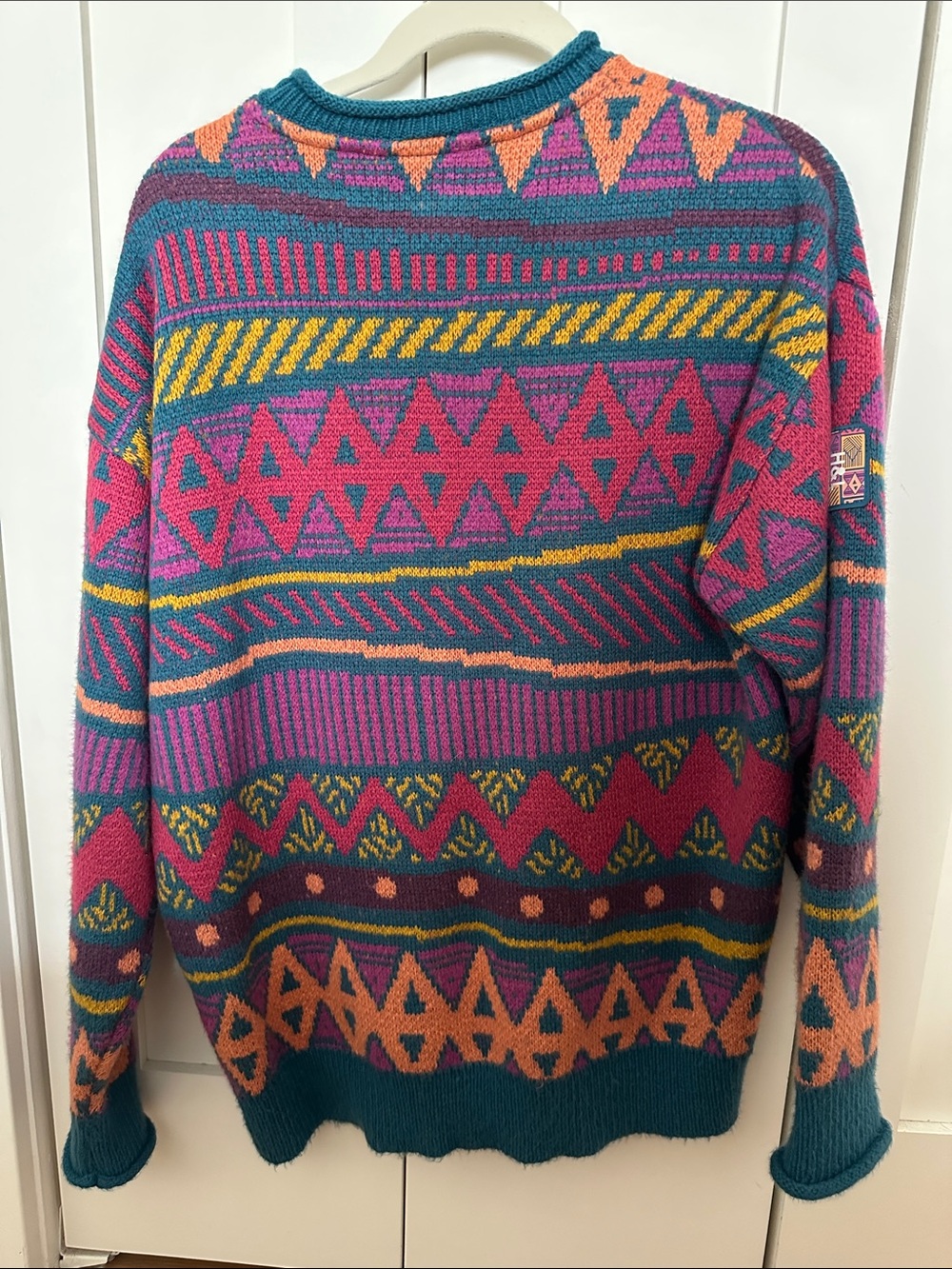 Retro Multicolor Geo-Pattern Sweater - Picture 2 of 2